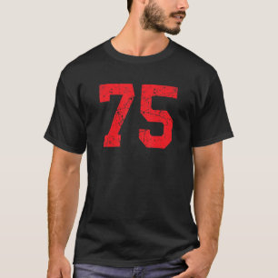 Number #75 Sports Jersey Red Distressed Vintage Lu T-Shirt