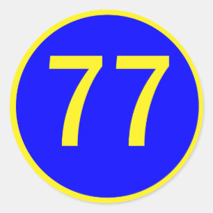 number, 77, in a circle classic round sticker