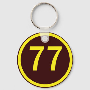 number, 77, in a circle keychain