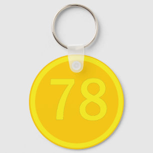 number, 78,  in a circle keychain
