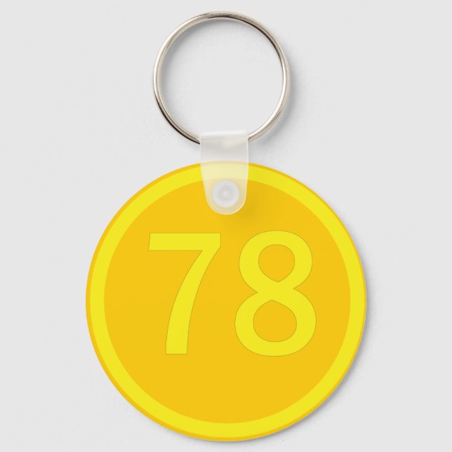 number, 78,  in a circle keychain (Front)