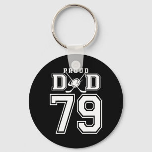 Number 79 Custom Proud Hockey Dad Personalized For Keychain