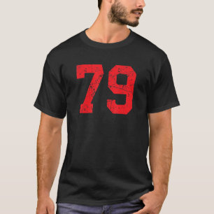 Number #79 Sports Jersey Red Distressed Vintage Lu T-Shirt