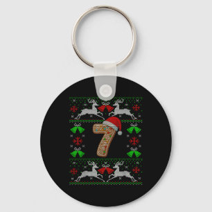 Number 7 67 Meme Funny Ugly Xmas Christmas Sweater Keychain