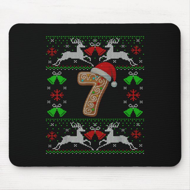 Number 7 67 Meme Funny Ugly Xmas Christmas Sweater Mouse Pad (Front)