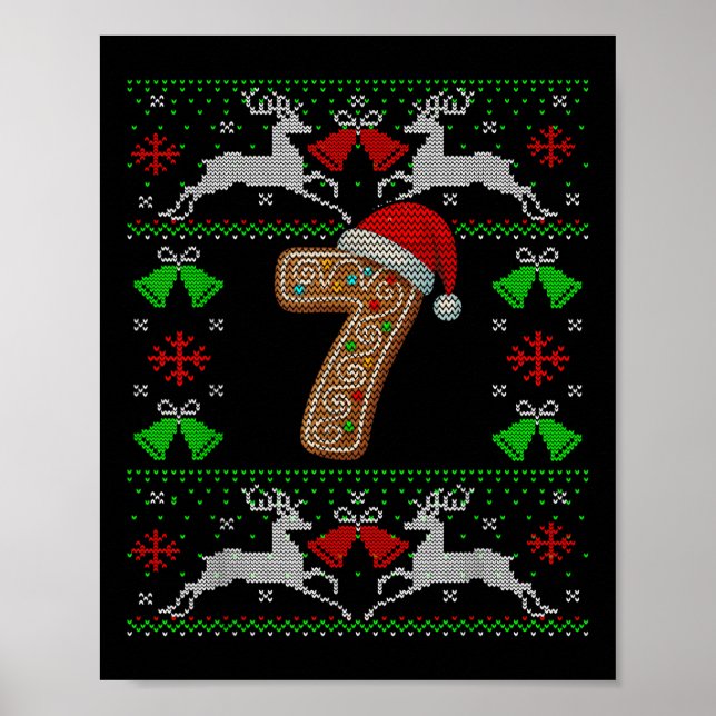 Number 7 67 Meme Funny Ugly Xmas Christmas Sweater Poster (Front)