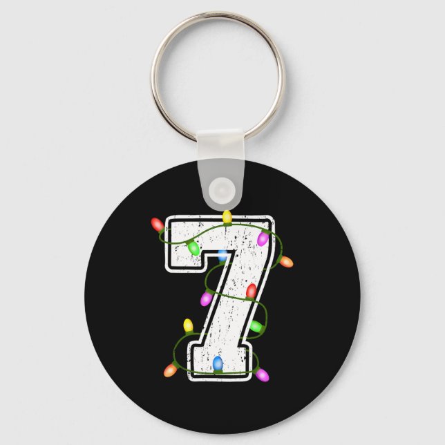 Number 7 7th Birthday Boy Christmas Happy Birthday Keychain (Front)