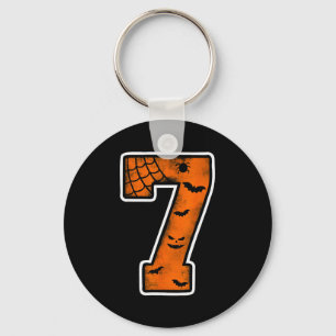 Number 7 7th Birthday Boy Seven Halloween Happy Bi Keychain