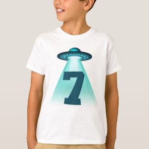 Number 7 Abduction UFO Alien Theme 7 Year Old Boys T-Shirt