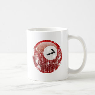 NUMBER 7 BILLIARDS BALL - ERODED AND AGED COFFEE MUG