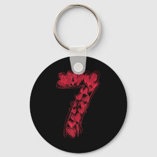 Number 7 - Cute 67 Matching Valentine Keychain