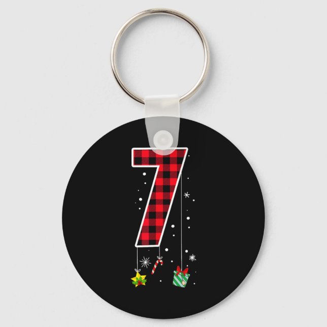 Number 7 Funny Meme Saying 6 7 Six Seven Christmas Keychain (Front)