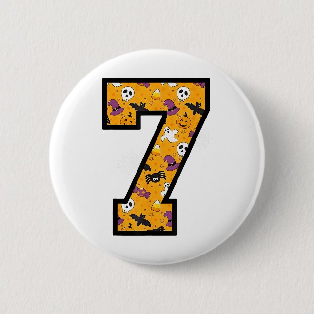 Number 7 Funny Meme Saying 6 7 Six Seven Halloween 2 Inch Round Button (Front)