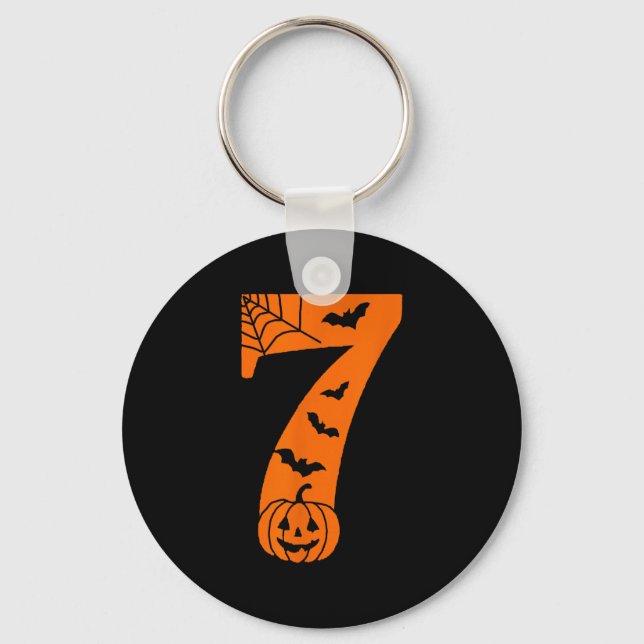 Number 7 Funny Meme Saying 6 7 Six Seven Halloween Keychain (Front)