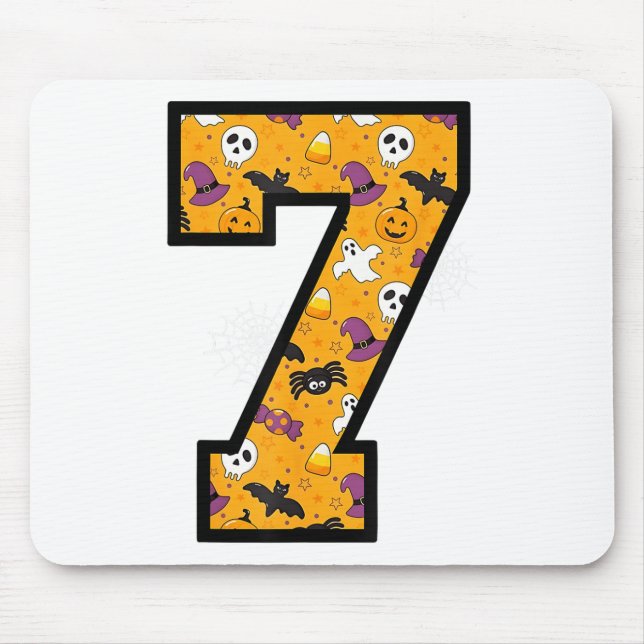 Number 7 Funny Meme Saying 6 7 Six Seven Halloween Mouse Pad (Front)