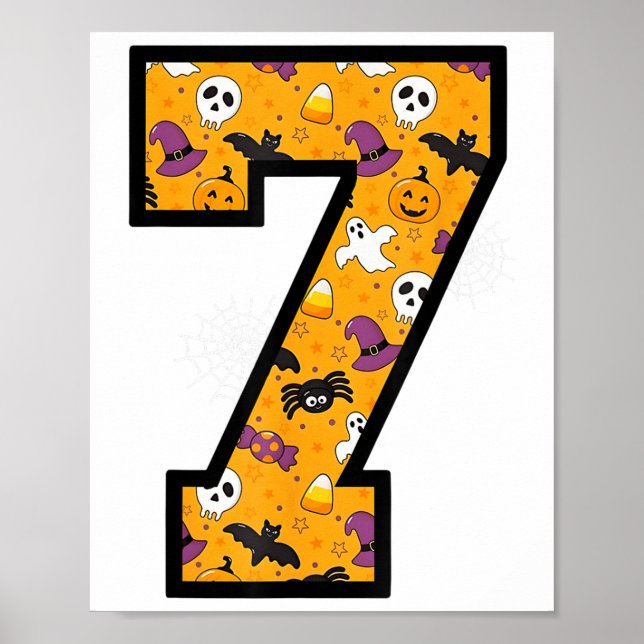 Number 7 Funny Meme Saying 6 7 Six Seven Halloween Poster (Front)