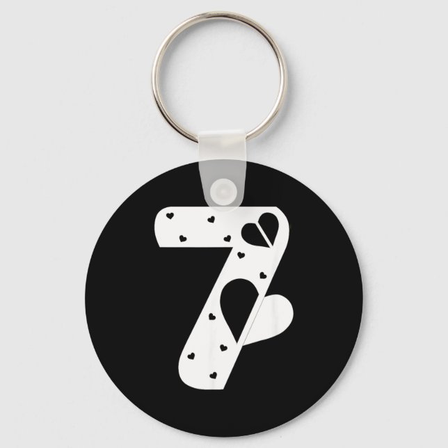 Number 7 Hearts Love 67 Couple Matching Christmas  Keychain (Front)