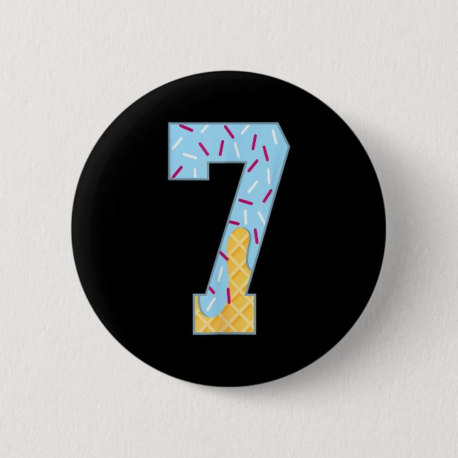Number 7 Ice Cream Drip 67 Meme Couple Halloween C 2 Inch Round Button (Front)