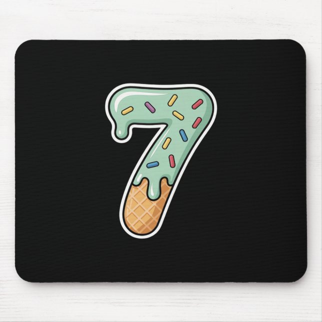 Number 7 Ice Cream Drip Six Seven 67 Meme 7th Birt Mouse Pad (Front)