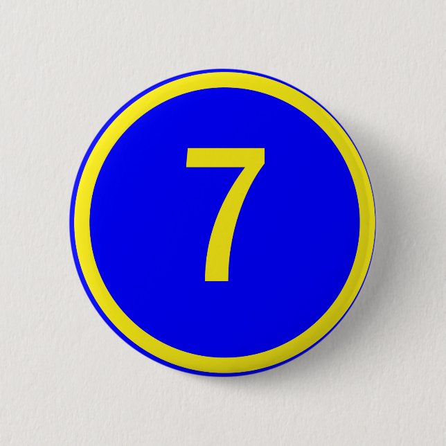 number 7 in a circle 2 inch round button (Front)