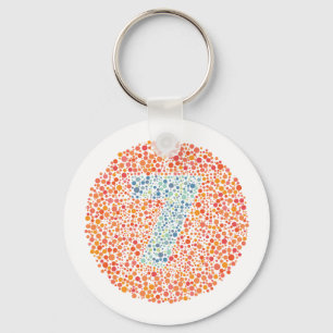 Number 7 Ishihara Test Circle Keychain