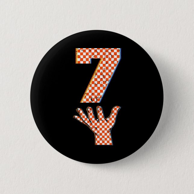 Number 7 Matching 67 Meme Checkered Halloween Cost 2 Inch Round Button (Front)
