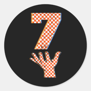Number 7 Matching 67 Meme Checkered Halloween Cost Classic Round Sticker