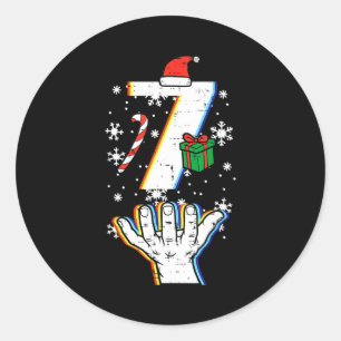 Number 7 Matching 67 Meme Christmas 6 7 Xmas Men W Classic Round Sticker