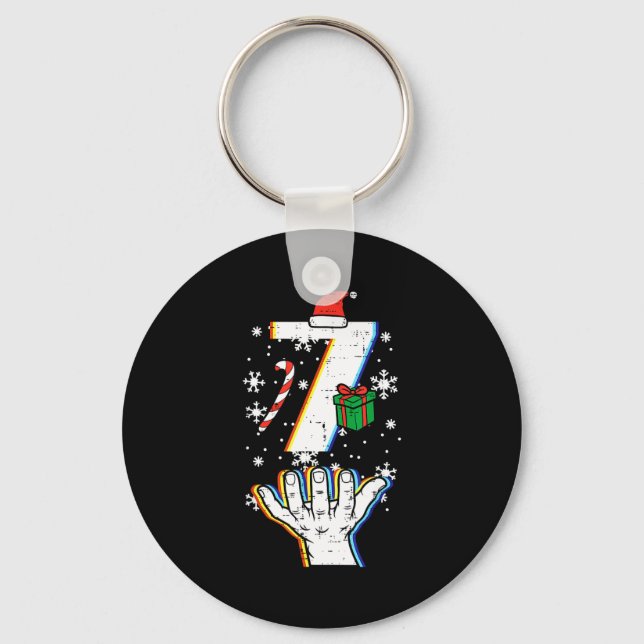 Number 7 Matching 67 Meme Christmas 6 7 Xmas Men W Keychain (Front)