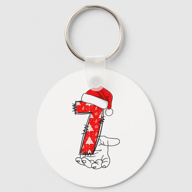 Number 7 Matching 67 Meme Christmas Costume Men Wo Keychain (Front)