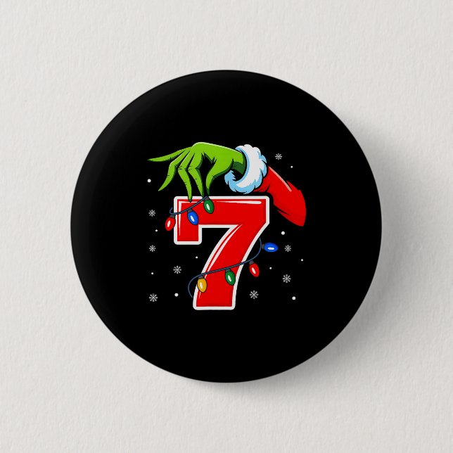 Number 7 Matching 67 Meme Christmas Elf Hand Boys  2 Inch Round Button (Front)