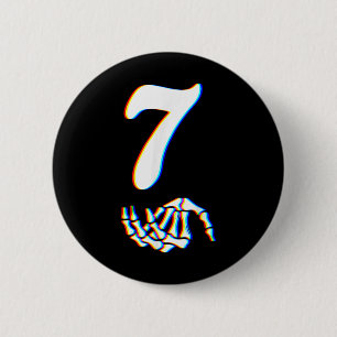 Number 7 Matching 67 Meme Skeleton Hand Halloween  2 Inch Round Button