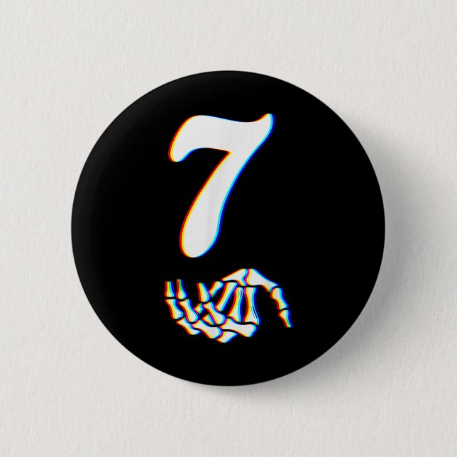 Number 7 Matching 67 Meme Skeleton Hand Halloween  2 Inch Round Button (Front)