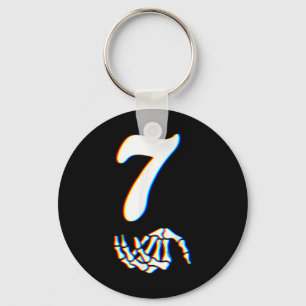 Number 7 Matching 67 Meme Skeleton Hand Halloween Keychain