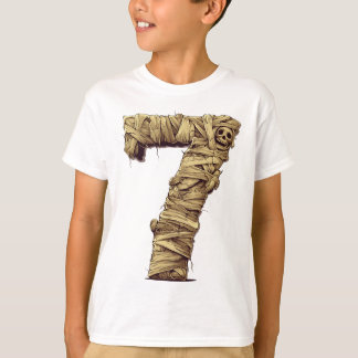 Number 7 Mummy Halloween Theme 7 Year Old Kids T-Shirt