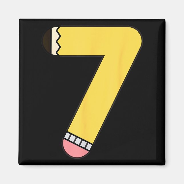 Number 7 Pencil Back to School 7th Birthday Magnet (Front)