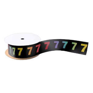 Number 7 Rainbow Colors Ribbon Satin Ribbon
