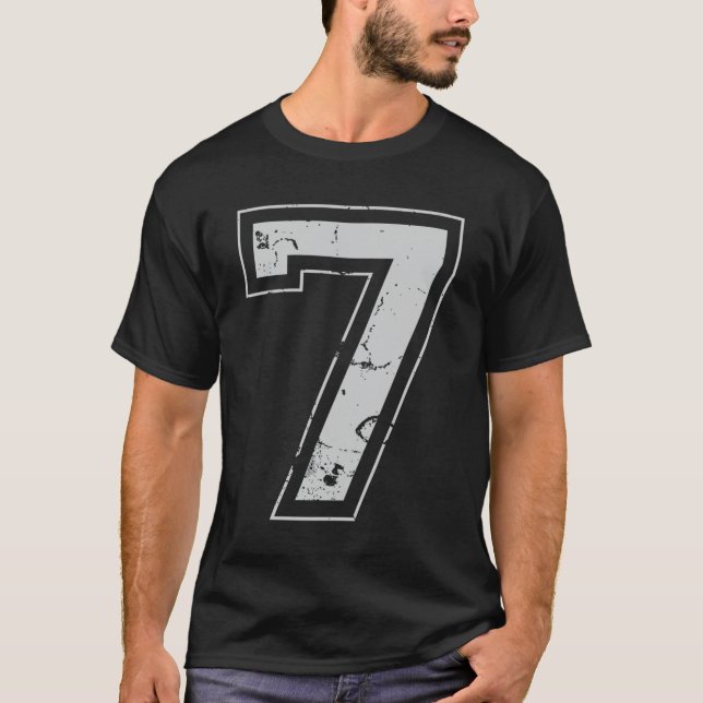 Number 7 Seven Grey Jersey Sports Athletic Player  T-Shirt (Front)
