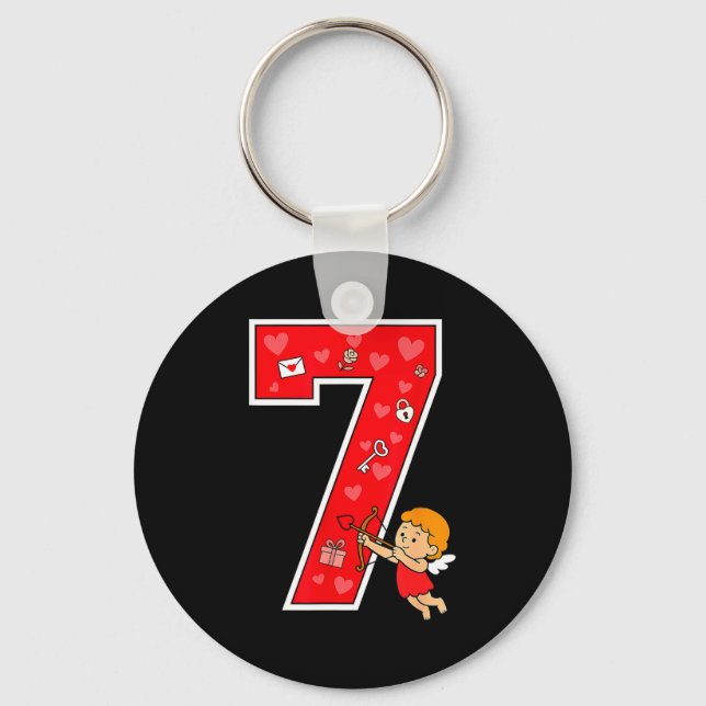 Number 7 Six Seven 6 7 Meme Couple Valentine Match Keychain (Front)