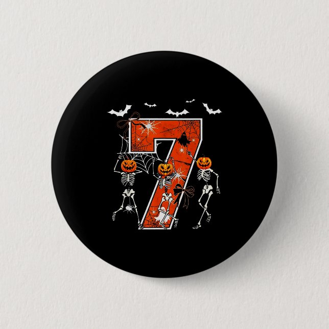 Number 7 Six Seven Meme 6 7 Halloween Dancing Skel 2 Inch Round Button (Front)