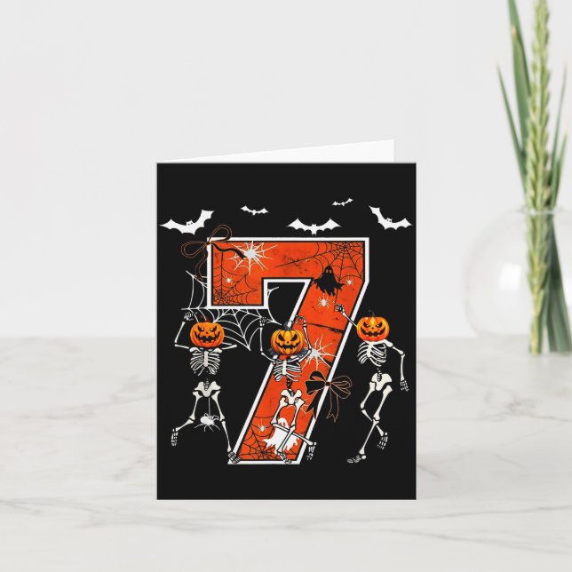 Number 7 Six Seven Meme 6 7 Halloween Dancing Skel Card (Front)