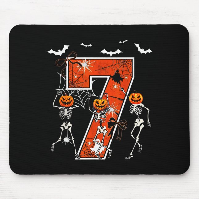 Number 7 Six Seven Meme 6 7 Halloween Dancing Skel Mouse Pad (Front)