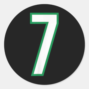 Number #7 Sport White Green Number  Classic Round Sticker