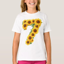 Number 7 Sunflowers Theme 7 Year Old Kids Girls