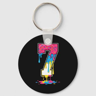 Number 7 Team Srts Ice Cream Drip Matching Varsity Keychain