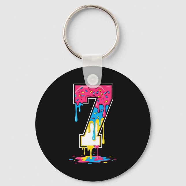 Number 7 Team Srts Ice Cream Drip Matching Varsity Keychain (Front)