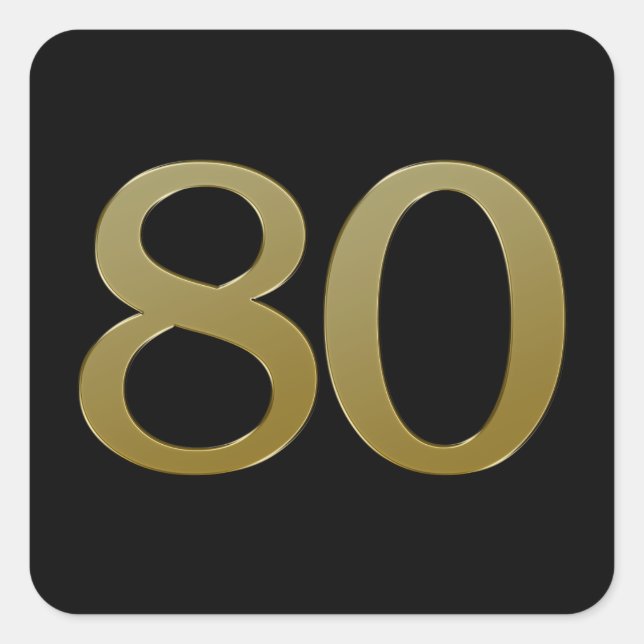 Number 80 Gold Square Sticker (Front)