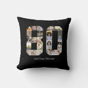 Number 80 Photo Collage Throw Pillow
