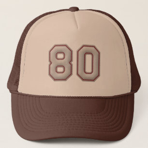 Number 80 with Cool Baseball Stitches Look Trucker Hat