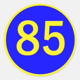 number, 85, in a circle classic round sticker